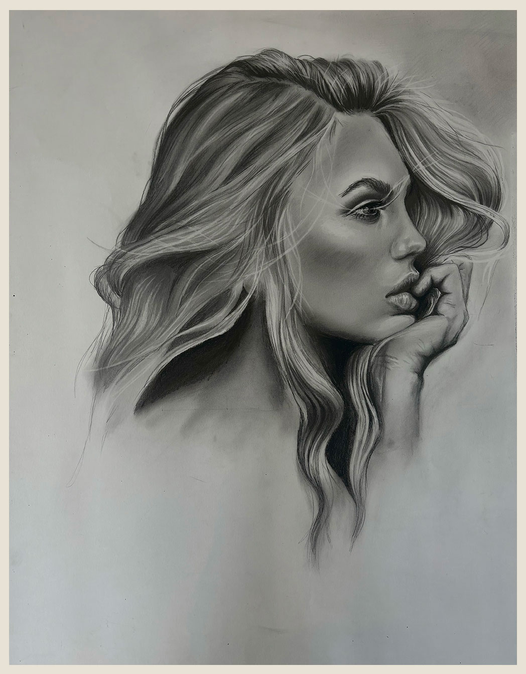 Profile, 2024 — Charcoal on paper
