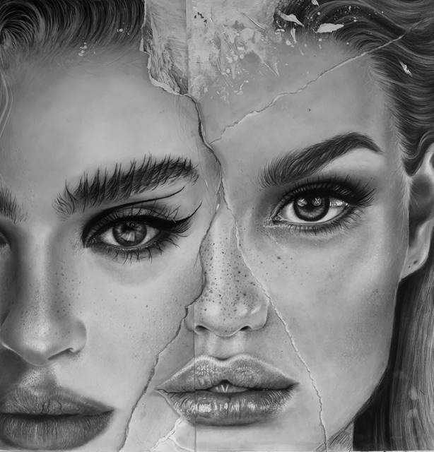 Fracture, Reunited, 2026 — Charcoal and pencil on paper