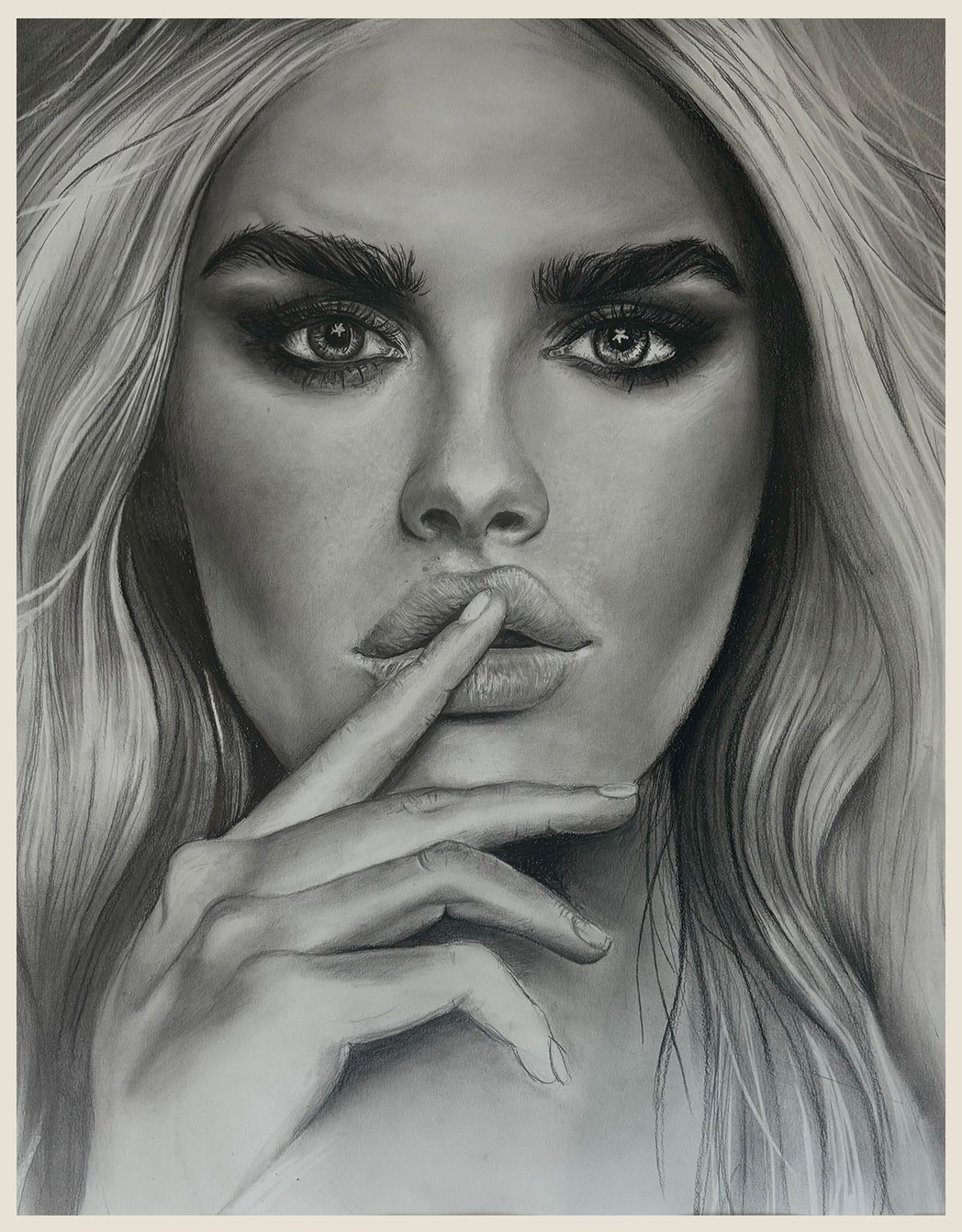 Hush, 2025 — Charcoal on paper