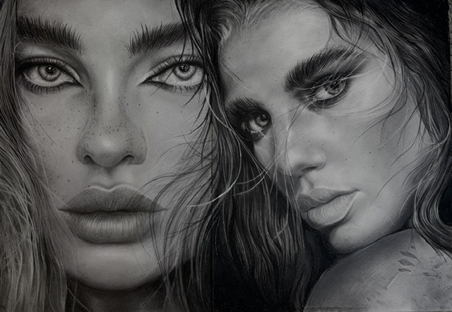Two Of Us, 2026 — Charcoal and pencil on paper