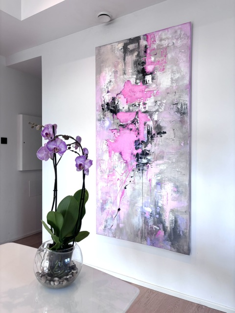 Orchid Static, 2026 — Acrylic and modelling paste on canvas