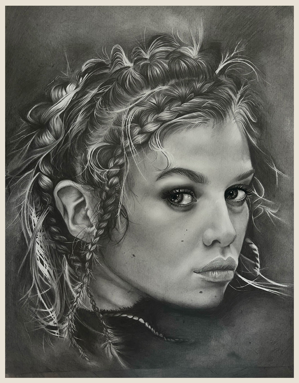 Braids, 2025 — Charcoal on paper